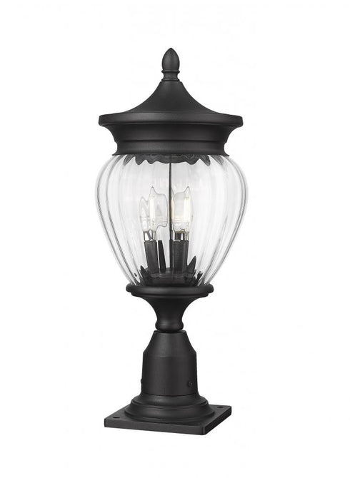 Z-Lite Davina 3 Light Outdoor Pier Mounted Fixture in Black Finish Model: 5016PHMR-533PM-BK