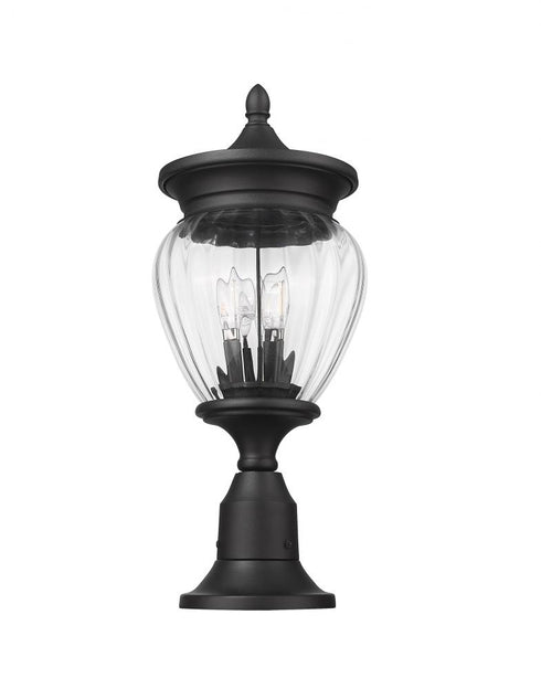 Z-Lite Davina 3 Light Outdoor Pier Mounted Fixture in Black Finish Model: 5016PHMR-553PM-BK