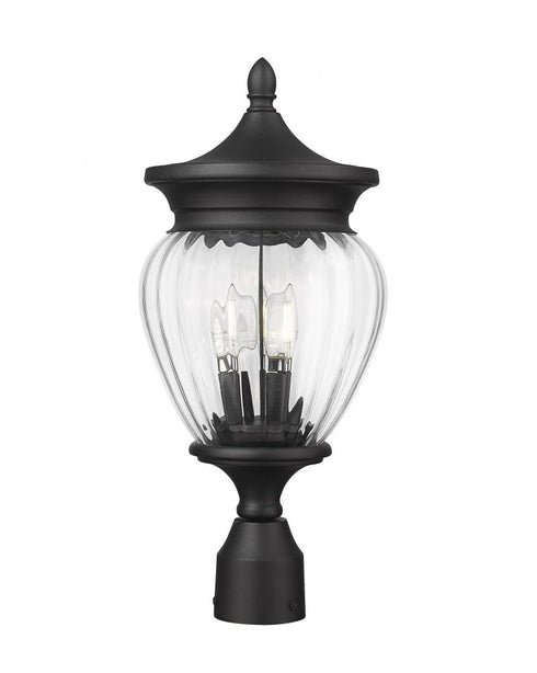 Z-Lite Davina 3 Light Outdoor Post Mount Fixture in Black Finish Model: 5016PHMR-BK