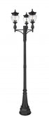 Z-Lite Davina 3 Light Outdoor Post Mounted Fixture in Black Finish Model: 5016PHMR-3-564P-BK