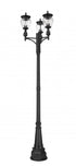 Z-Lite Davina 3 Light Outdoor Post Mounted Fixture in Black Finish Model: 5016PHMR-3-564P-BK