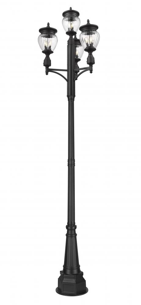 Z-Lite Davina 3 Light Outdoor Post Mounted Fixture in Black Finish Model: 5016PHMR-4-564P-BK