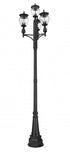 Z-Lite Davina 3 Light Outdoor Post Mounted Fixture in Black Finish Model: 5016PHMR-4-564P-BK