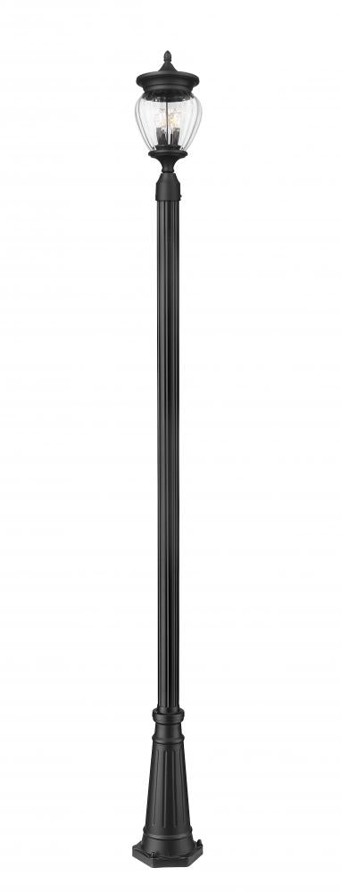 Z-Lite Davina 3 Light Outdoor Post Mounted Fixture in Black Finish Model: 5016PHMR-5011P-BK