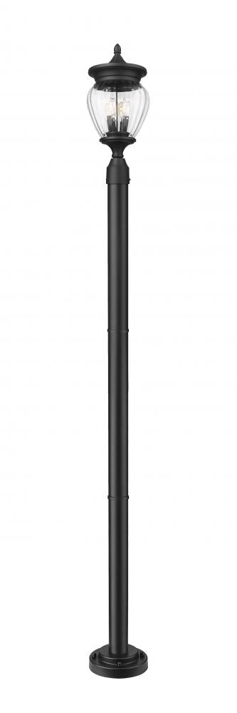 Z-Lite Davina 3 Light Outdoor Post Mounted Fixture in Black Finish Model: 5016PHMR-5012P-BK