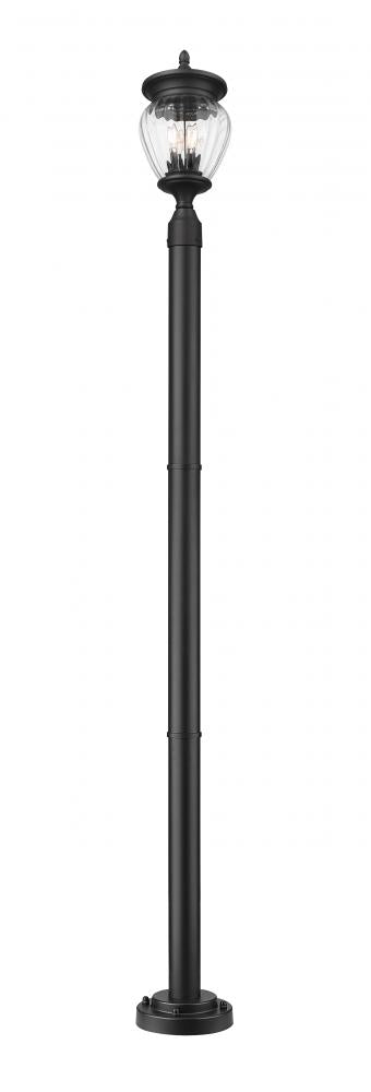 Z-Lite Davina 3 Light Outdoor Post Mounted Fixture in Black Finish Model: 5016PHMR-5012P-BK