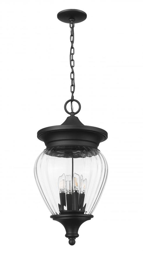 Z-Lite Davina 4 Light Outdoor Chain Mount Ceiling Fixture in Black Finish Model: 5016CHB-BK