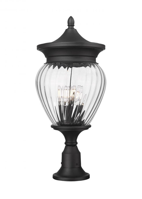 Z-Lite Davina 4 Light Outdoor Pier Mounted Fixture in Black Finish Model: 5016PHBR-553PM-BK