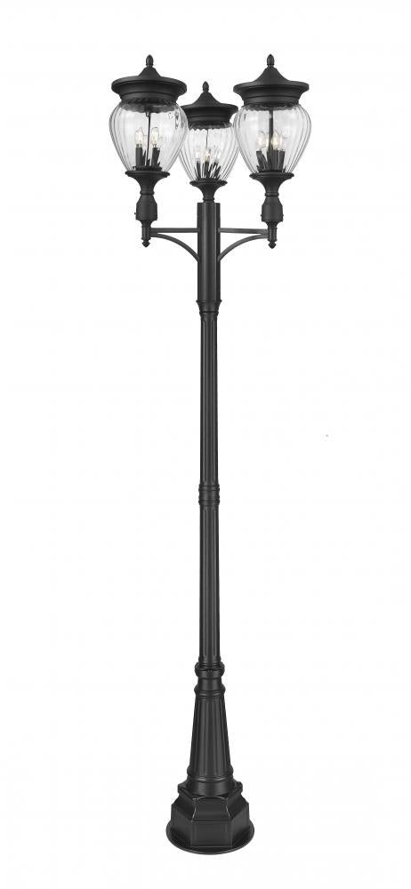 Z-Lite Davina 4 Light Outdoor Post Mounted Fixture in Black Finish Model: 5016PHBR-3-564P-BK