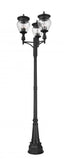 Z-Lite Davina 4 Light Outdoor Post Mounted Fixture in Black Finish Model: 5016PHBR-3-564P-BK