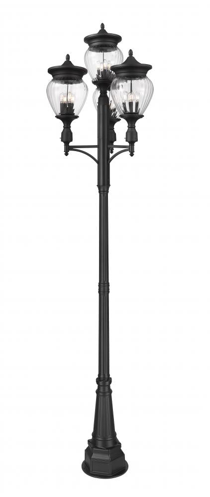 Z-Lite Davina 4 Light Outdoor Post Mounted Fixture in Black Finish Model: 5016PHBR-4-564P-BK