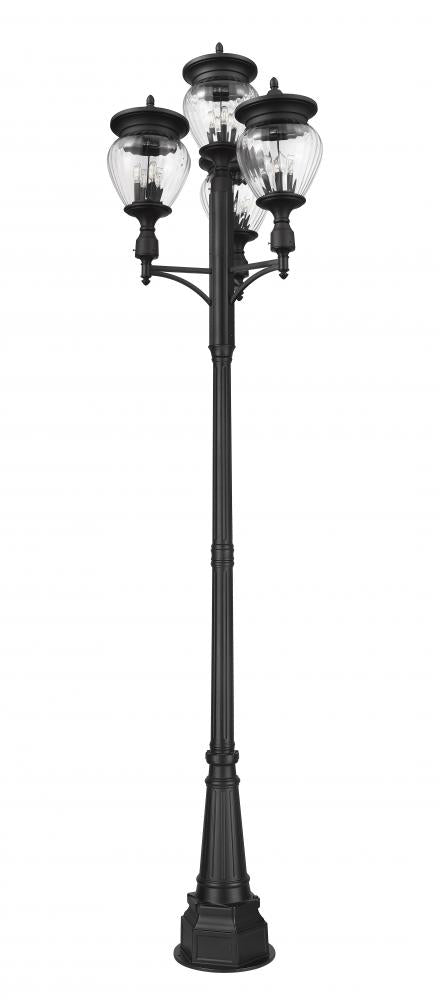 Z-Lite Davina 4 Light Outdoor Post Mounted Fixture in Black Finish Model: 5016PHBR-4-564P-BK