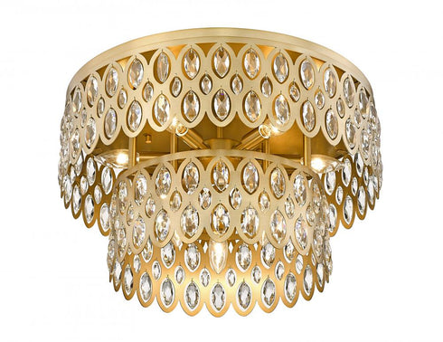 Z-Lite Dealey 9 Light Flush Mount in Heirloom Brass Finish Model: 822F20-HB