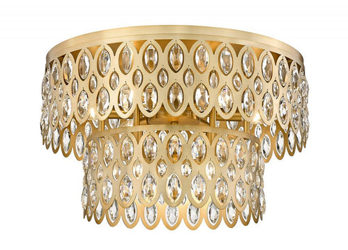 Z-Lite Dealey 9 Light Flush Mount in Heirloom Brass Finish Model: 822F20-HB