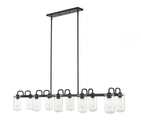 Z-Lite Delaney 10 Light Linear Chandelier in Matte Black Finish Model: 471-10L-MB