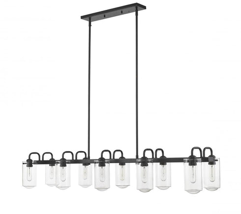 Z-Lite Delaney 10 Light Linear Chandelier in Matte Black Finish Model: 471-10L-MB