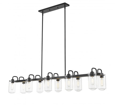 Z-Lite Delaney 10 Light Linear Chandelier in Matte Black Finish Model: 471-10L-MB