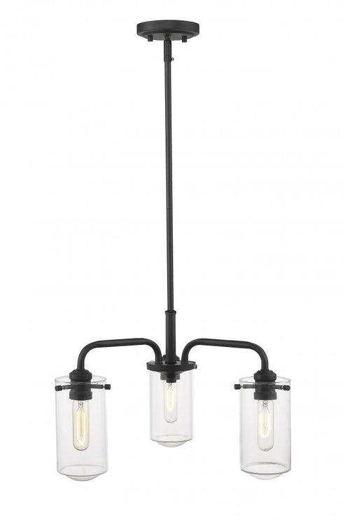 Z-Lite Delaney 3 Light Chandelier in Matte Black Finish Model: 471-3MB