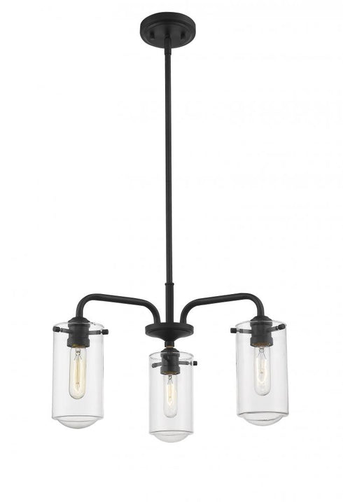 Z-Lite Delaney 3 Light Chandelier in Matte Black Finish Model: 471-3MB