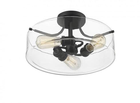 Z-Lite Delaney 3 Light Semi Flush Mount in Matte Black Finish Model: 471SF-MB