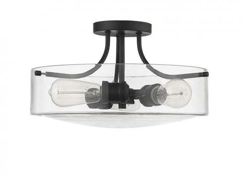 Z-Lite Delaney 3 Light Semi Flush Mount in Matte Black Finish Model: 471SF-MB