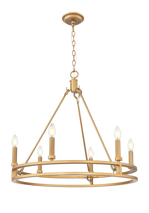 Z-Lite Dennison 6 Light Chandelier in Matte Black Finish Model: 4005-6MB
