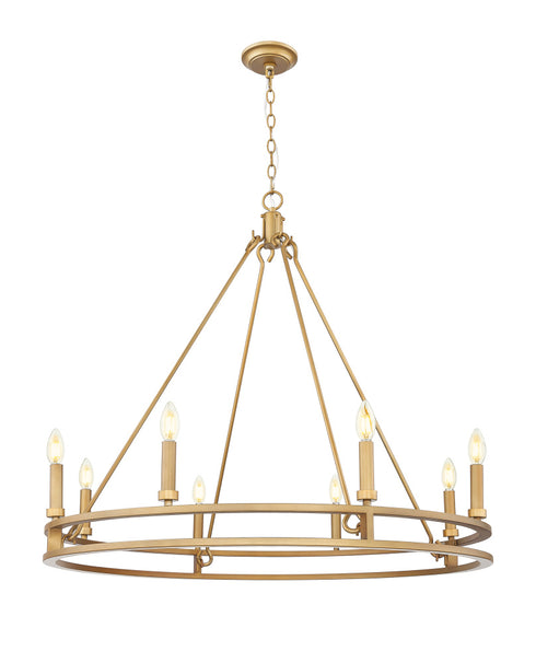 Z-Lite Dennison 8 Light Chandelier in Matte Black Finish Model: 4005-8MB