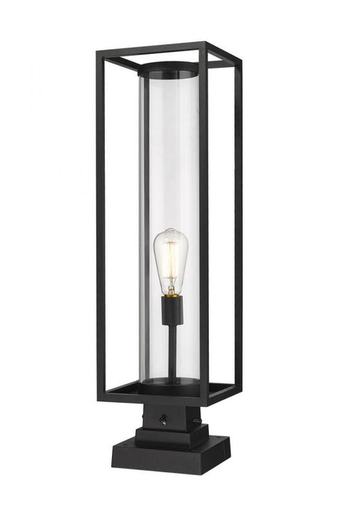 Z-Lite Dunbroch 1 Light Outdoor Pier Mounted Fixture in Black Finish Model: 584PHBS-SQPM-BK