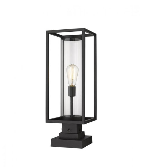 Z-Lite Dunbroch 1 Light Outdoor Pier Mounted Fixture in Black Finish Model: 584PHMS-SQPM-BK