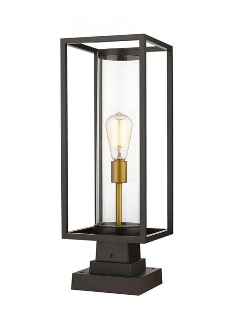 Z-Lite Dunbroch 1 Light Outdoor Pier Mounted Fixture in Black Finish Model: 584PHMS-SQPM-BK