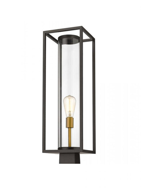 Z-Lite Dunbroch 1 Light Outdoor Post Mount Fixture in Black Finish Model: 584PHBS-BK