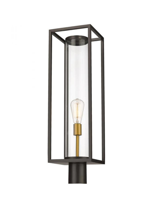 Z-Lite Dunbroch 1 Light Outdoor Post Mount Fixture in Deep Bronze + Outdoor Brass Finish Model: 584PHBR-DBZ-OBS