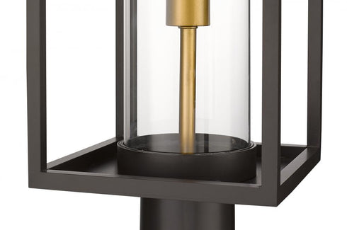 Z-Lite Dunbroch 1 Light Outdoor Post Mount Fixture in Deep Bronze + Outdoor Brass Finish Model: 584PHBR-DBZ-OBS
