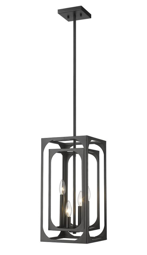 Z-Lite Easton 4 Light Chandelier in Matte Black Finish Model: 3038-4MB
