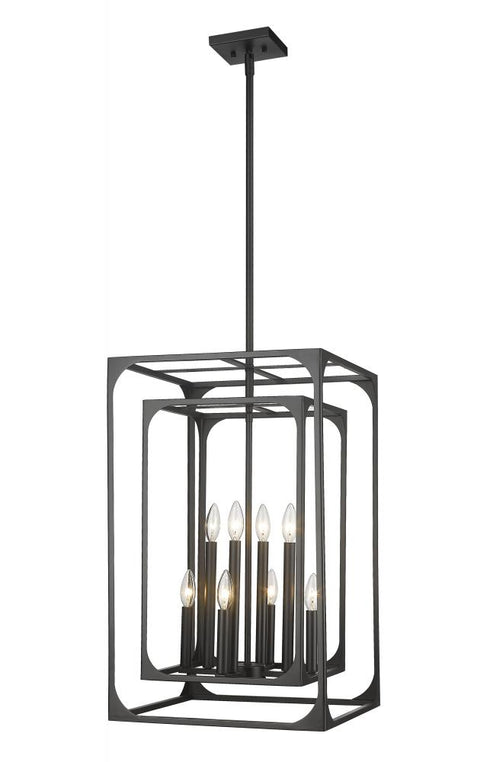 Z-Lite Easton 8 Light Chandelier in Matte Black Finish Model: 3038-8MB