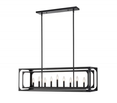 Z-Lite Easton 9 Light Linear Chandelier in Matte Black Finish Model: 3038-9L-MB