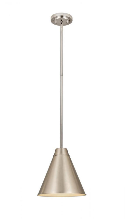 Z-Lite Eaton 1 Light Pendant in Brushed Nickel Finish Model: 6011P12-BN