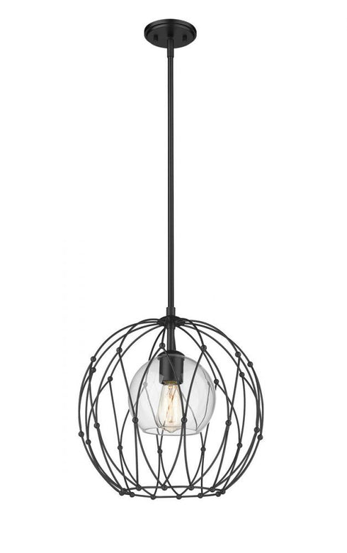 Z-Lite Elle 1 Light Pendant in Matte Black Finish Model: 1940P16-MB