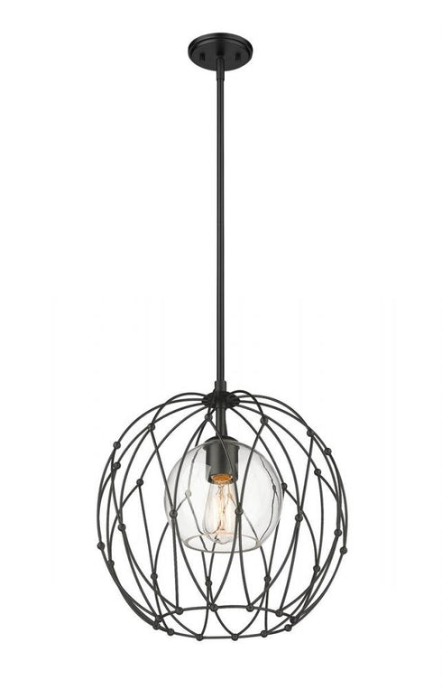 Z-Lite Elle 1 Light Pendant in Matte Black Finish Model: 1940P16-MB