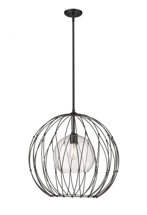 Z-Lite Elle 1 Light Pendant in Matte Black Finish Model: 1940P24-MB