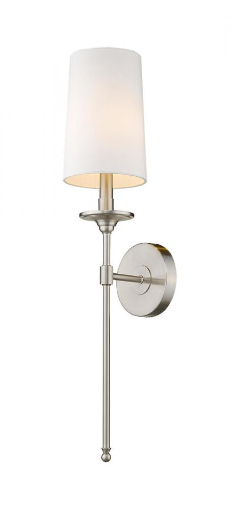 Z-Lite Emily 1 Light Wall Sconce in Brushed Nickel Finish Model: 807-1S-BN