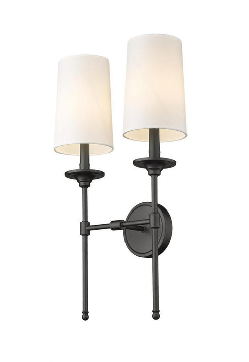 Z-Lite Emily 2 Light Wall Sconce in Matte Black Finish Model: 3033-2S-MB