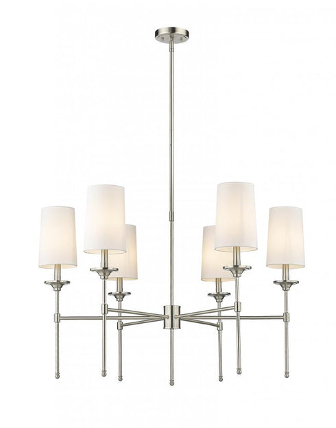 Z-Lite Emily 6 Light Chandelier in Brushed Nickel Finish Model: 3033-6BN