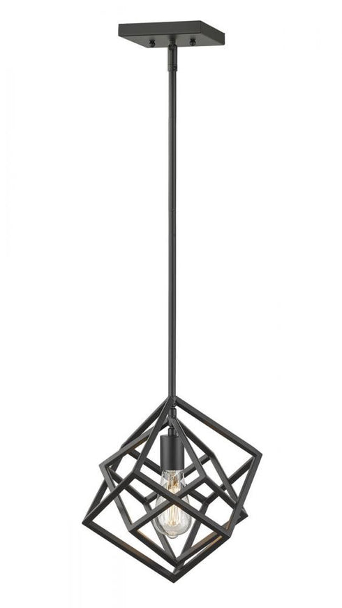 Z-Lite Euclid 1 Light Pendant in Chrome + Matte Black Finish Model: 457MP-CH-MB