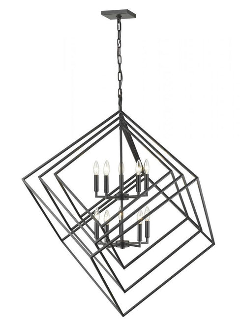 Z-Lite Euclid 10 Light Chandelier in Chrome + Matte Black Finish Model: 457-10CH-MB