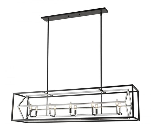 Z-Lite Euclid 10 Light Linear Chandelier in Chrome + Matte Black Finish Model: 457-10L-CH-MB