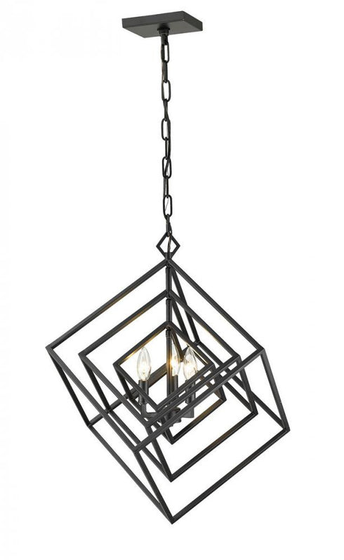 Z-Lite Euclid 3 Light Chandelier in Chrome + Matte Black Finish Model: 457-3CH-MB