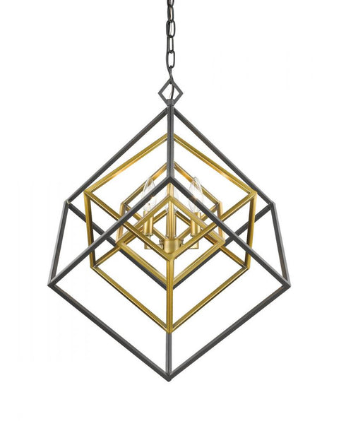 Z-Lite Euclid 3 Light Chandelier in Chrome + Matte Black Finish Model: 457-3CH-MB