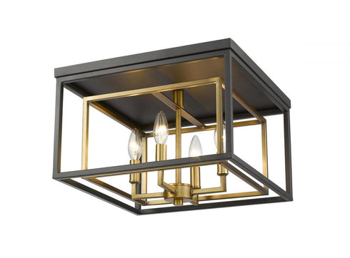 Z-Lite Euclid 4 Light Flush Mount in Chrome + Matte Black Finish Model: 457F-CH-MB