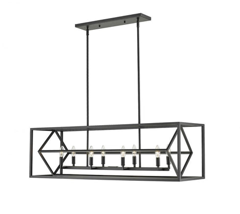 Z-Lite Euclid 8 Light Linear Chandelier in Chrome + Matte Black Finish Model: 457-8L-CH-MB
